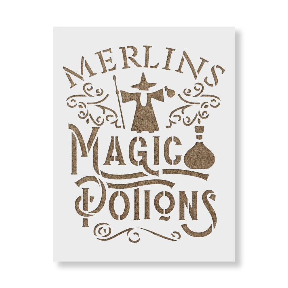 Merlins Magic Shop Stencil - Reusable Stencils for DIY Projects