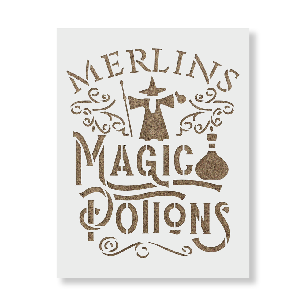 Merlins Magic Shop Stencil - Reusable Stencils for DIY Projects