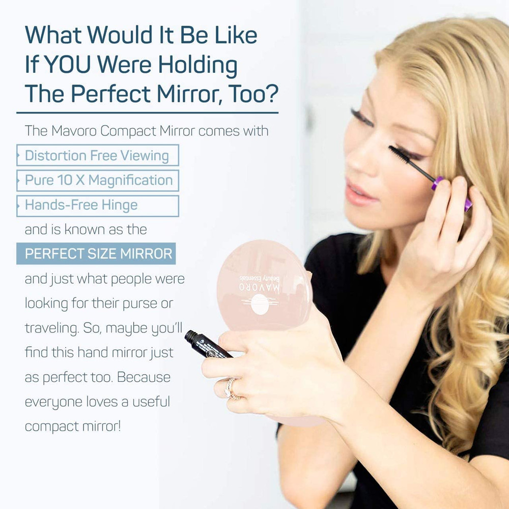 Magnifying Compact Mirror | 1X/10X Magnification | 4" Small Pocket Purse Double