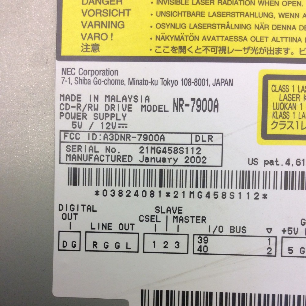 NEC NR-7900A MY-06J118 Optical Disc Drive
