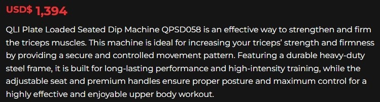 QLI PLATE LOADED SEATED DIP MACHINE