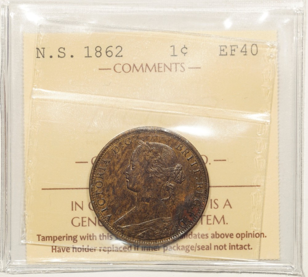 1862 Nova Scotia One Cent EF40 ICCS Key Date