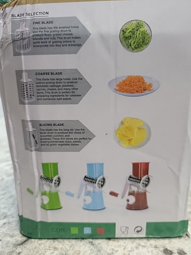 Tabletop Drum Grater, Slicer - Fine Grating, Course Grating, Shredding & Slicing