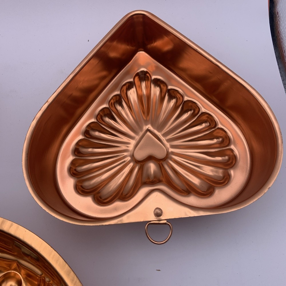 Set of 3 Assorted Copper Kitchen Molds/Decos - includes Heart Shape