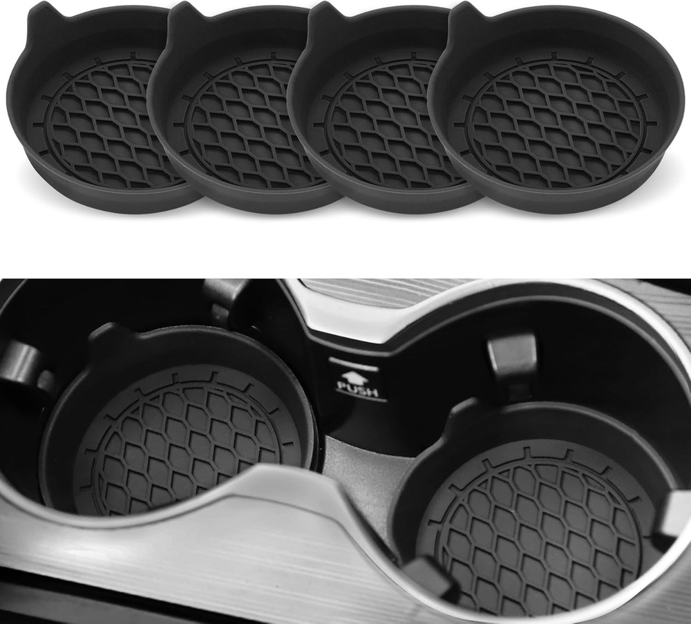 SINGARO Car Cup Holder Coaster, Silicone Insert, Universal Black
