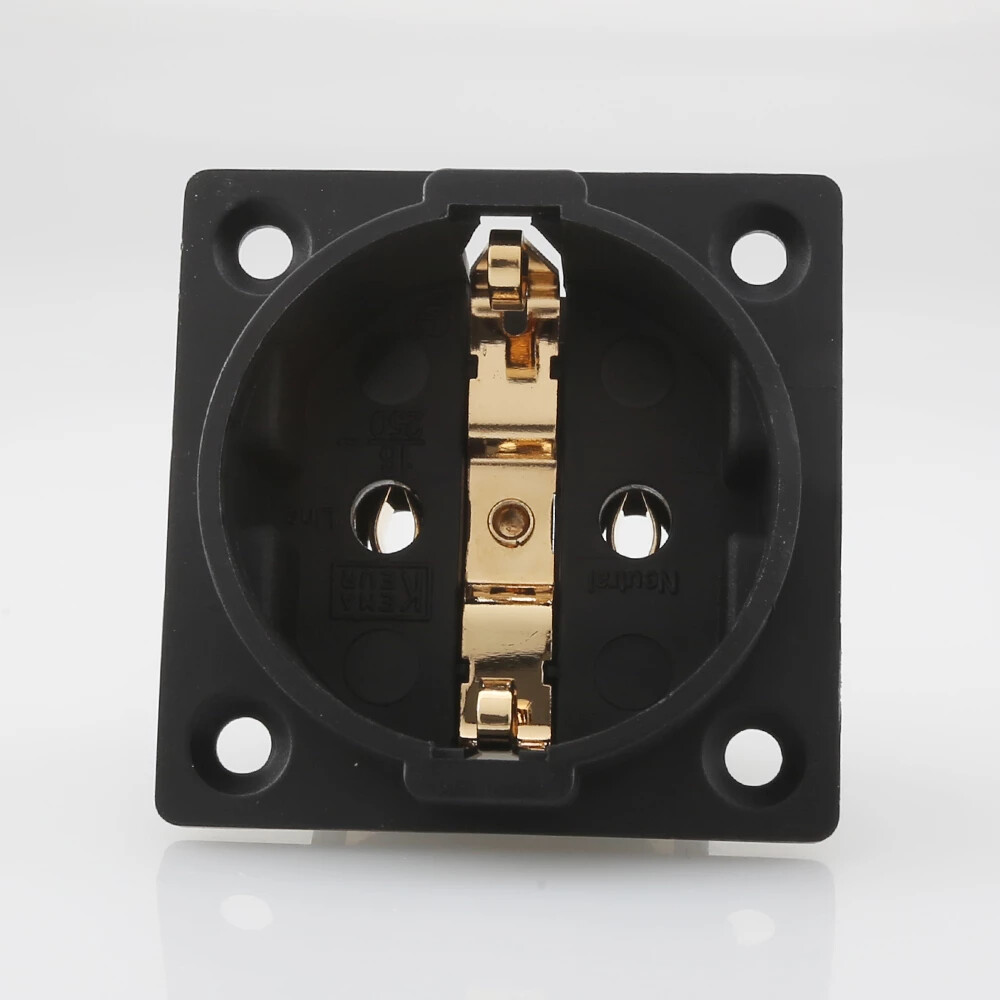 Gold Plated EU Electrical Socket Type F - German Schuko Panel Mount EU Socket