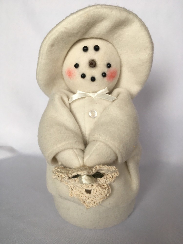 Snowman Snowgirl Primitive 9.5" Weighted Bottom