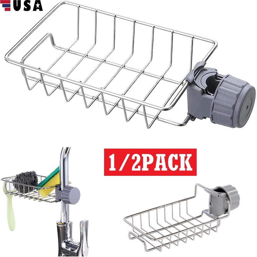 2Pcs Drain Rack Storage Holder for Shelf-Kitchen Sink Faucet Sponge Soap Cloth