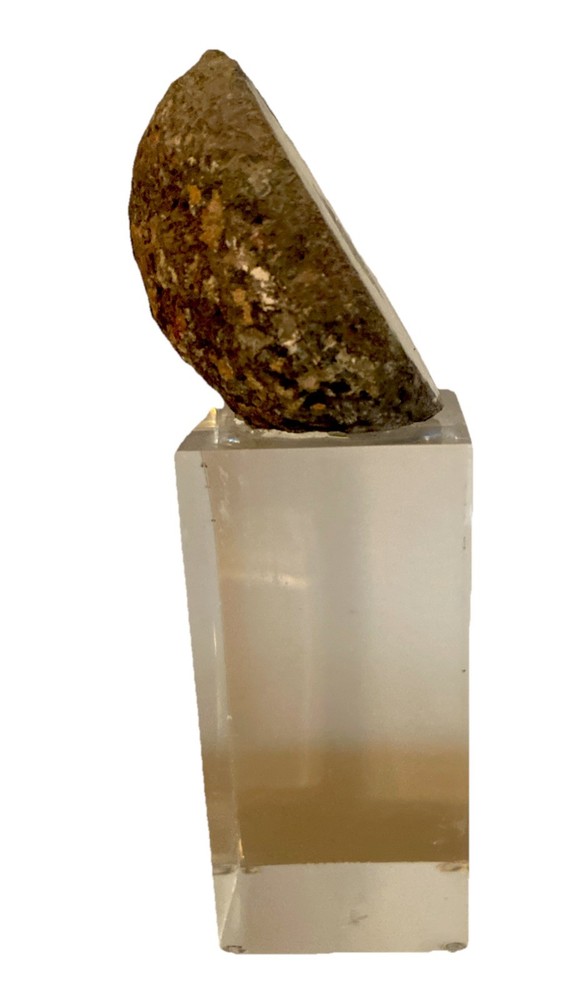 Split Geode on Lucite Cube 6.5”H x 3”W x 2.5”D