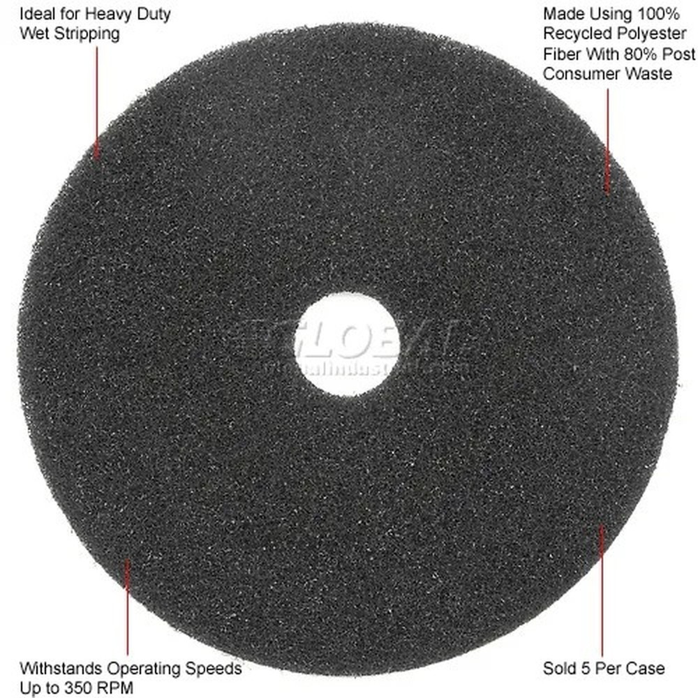 Global Industrial? 20" Stripping Pad, Black, 5 Per Case