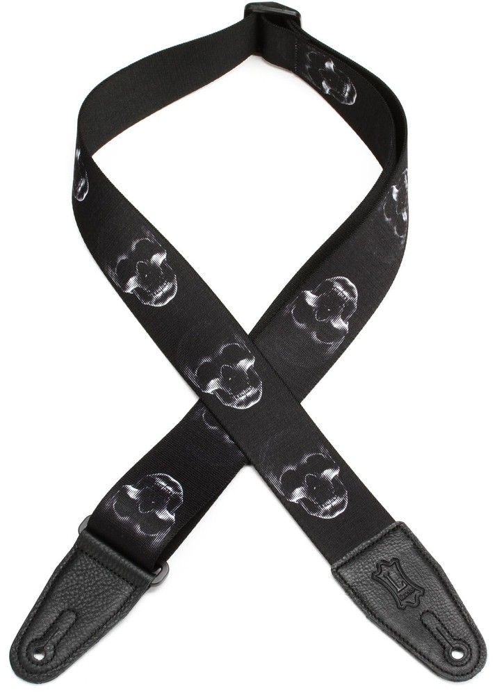 Levy's MPD2 Polyester Guitar Strap - Black & White Skulls