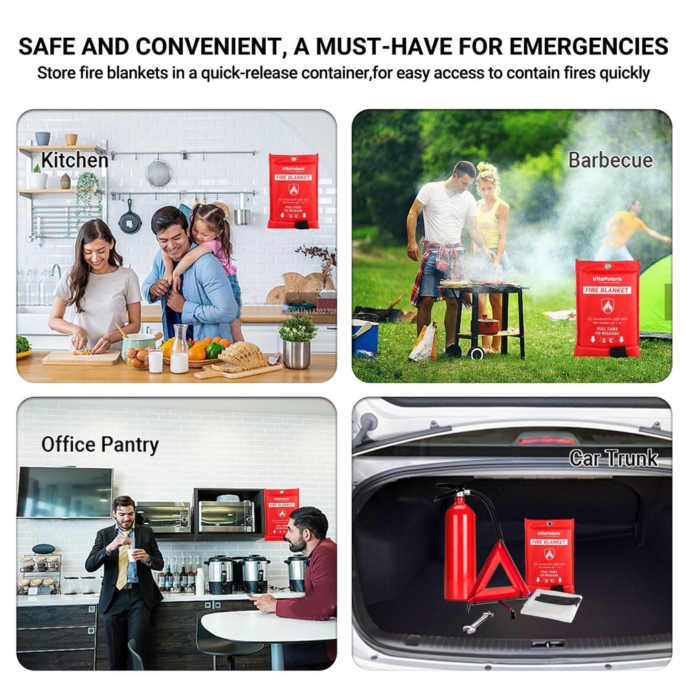VitaPolaris Heavy-Duty 2PACK, Red Storage Bag With White Fire Blanket