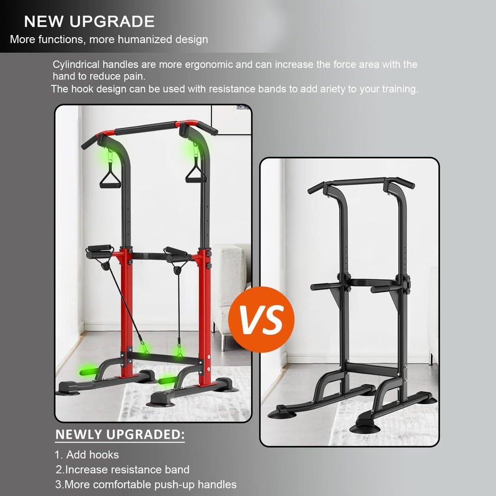 Power Tower Pull Up Bar,Pull-Up Rack Dip Station,Height Adjustable Multi-func...