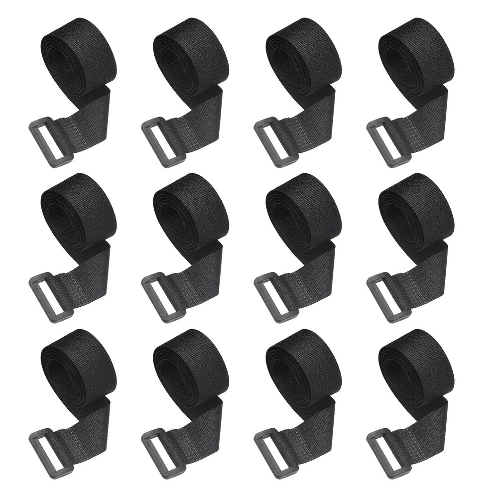 12pcs Reusable Cinch Straps 0.8"x19.7" Hook and Loop Cable Securing Strap, Black