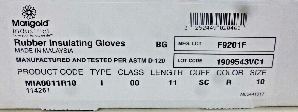 NEW!! MARIGOLD, Red Electrical Gloves, 00 Class, Size 10, CLASS 00 R 11
