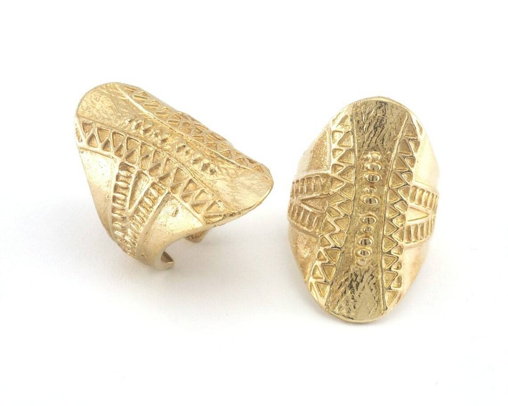 Rustic Oval Ring Textured Adjustable Ring Raw brass (21mm 11US inner size) 4060