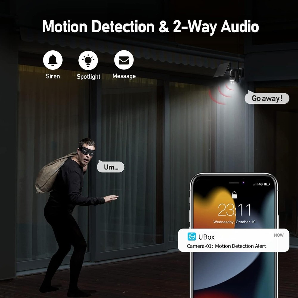 360° View Solar Security Camera - Cellular Connectivity & Water-Resistant Design