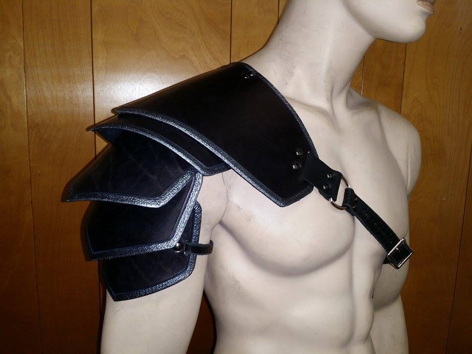 LEATHER ARMOR SENTINEL 2 SHOULDER LARP COSPLAY