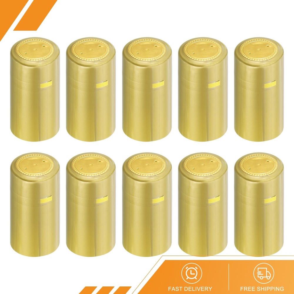 100Pcs Heat Shrink with Tear Tab Wine Shrink Cap Gold