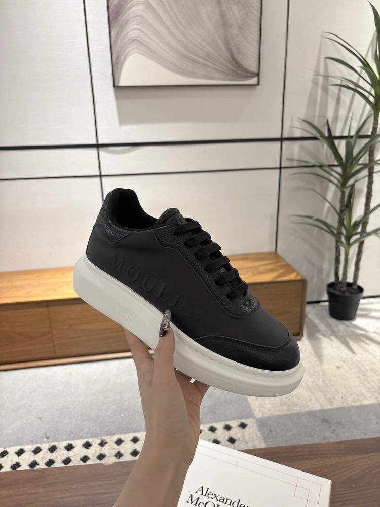 Alexander McQueen Logo Low Top Sneaker Black White Leather