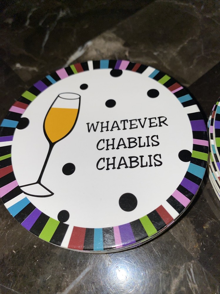 "Whatever Chablis Chablis" Coaster 12piece Set Reversible