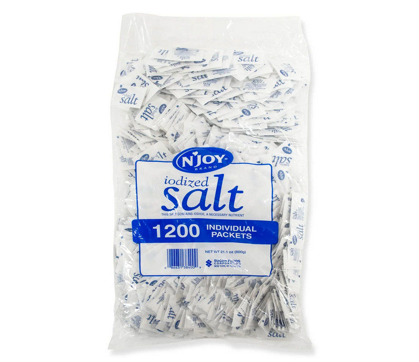 N'Joy Iodized Salt Packets .5g Each | 1200 Count Bulk Case