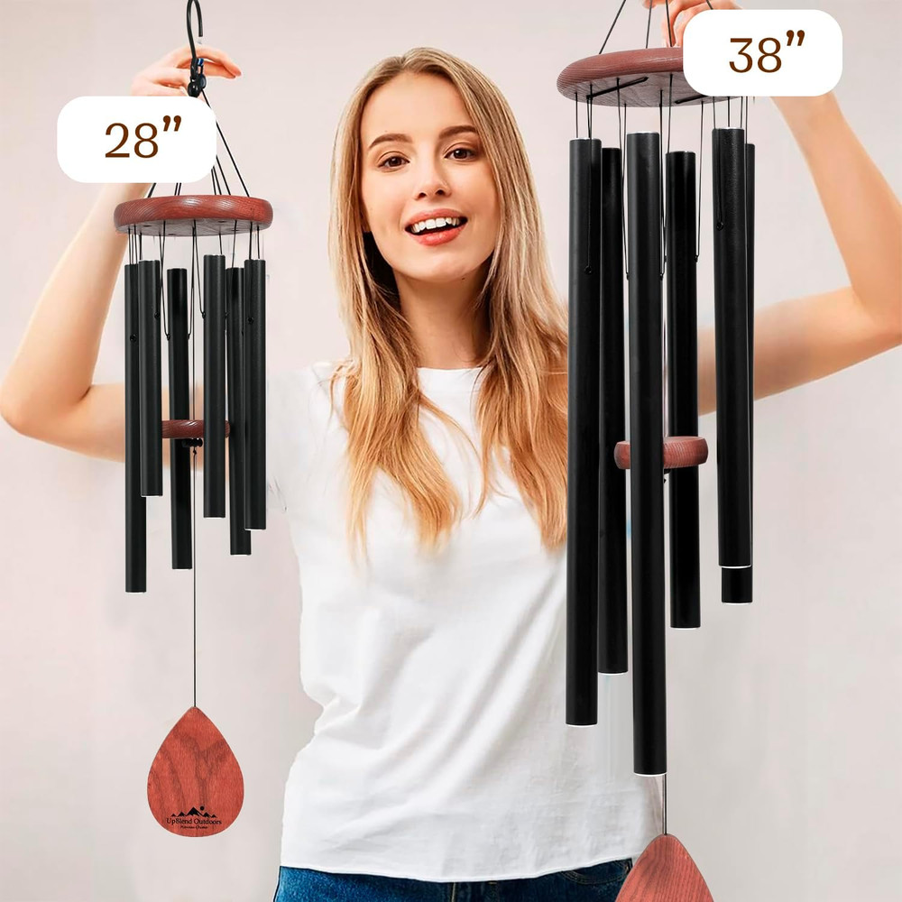 Upblend Wind Chimes for outside Gift – Deep Tone Wind Chime with Decorative Ston