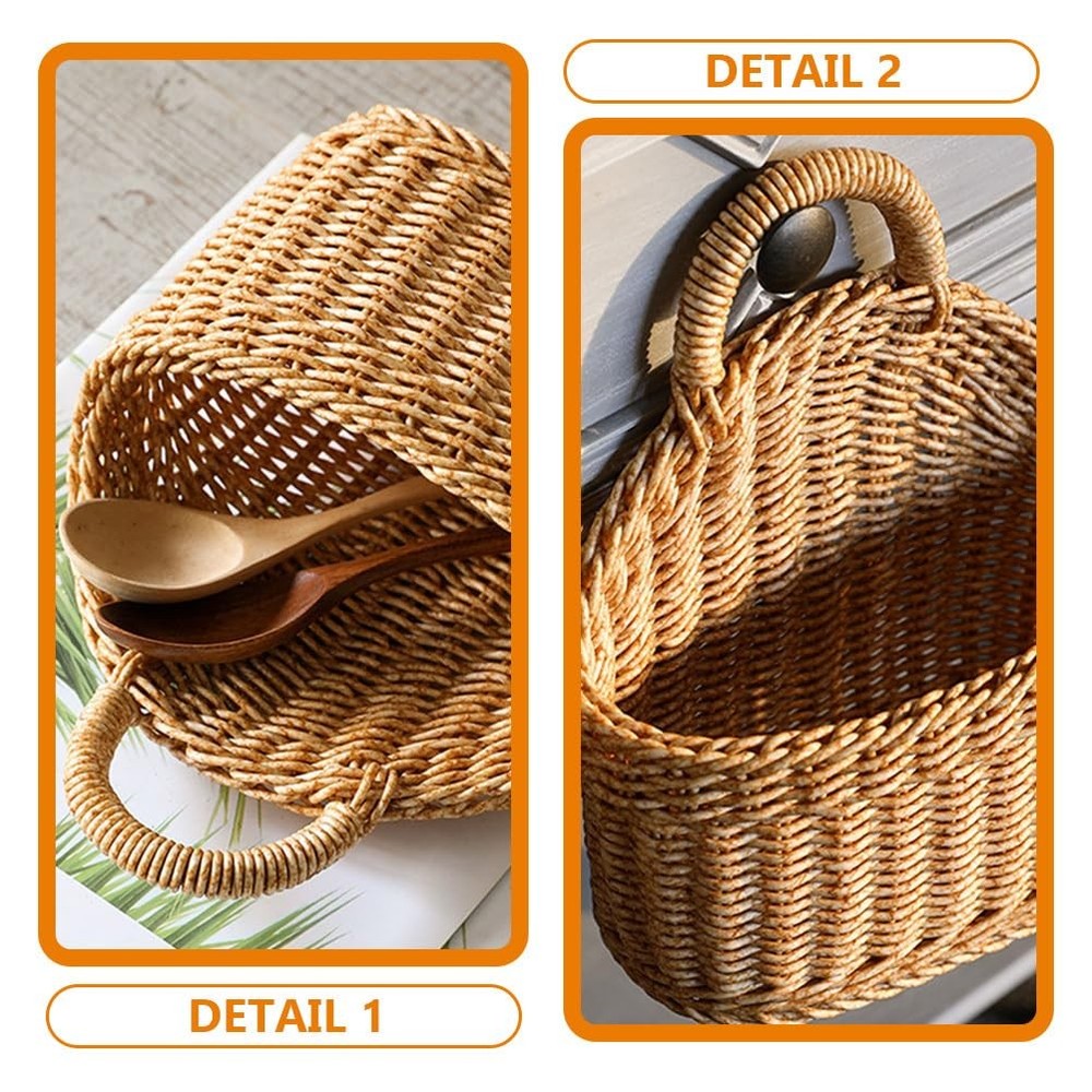 2Pcs Hanging Storage Basket - Hanging Fruit Basket Wall Basket with Handle, S...
