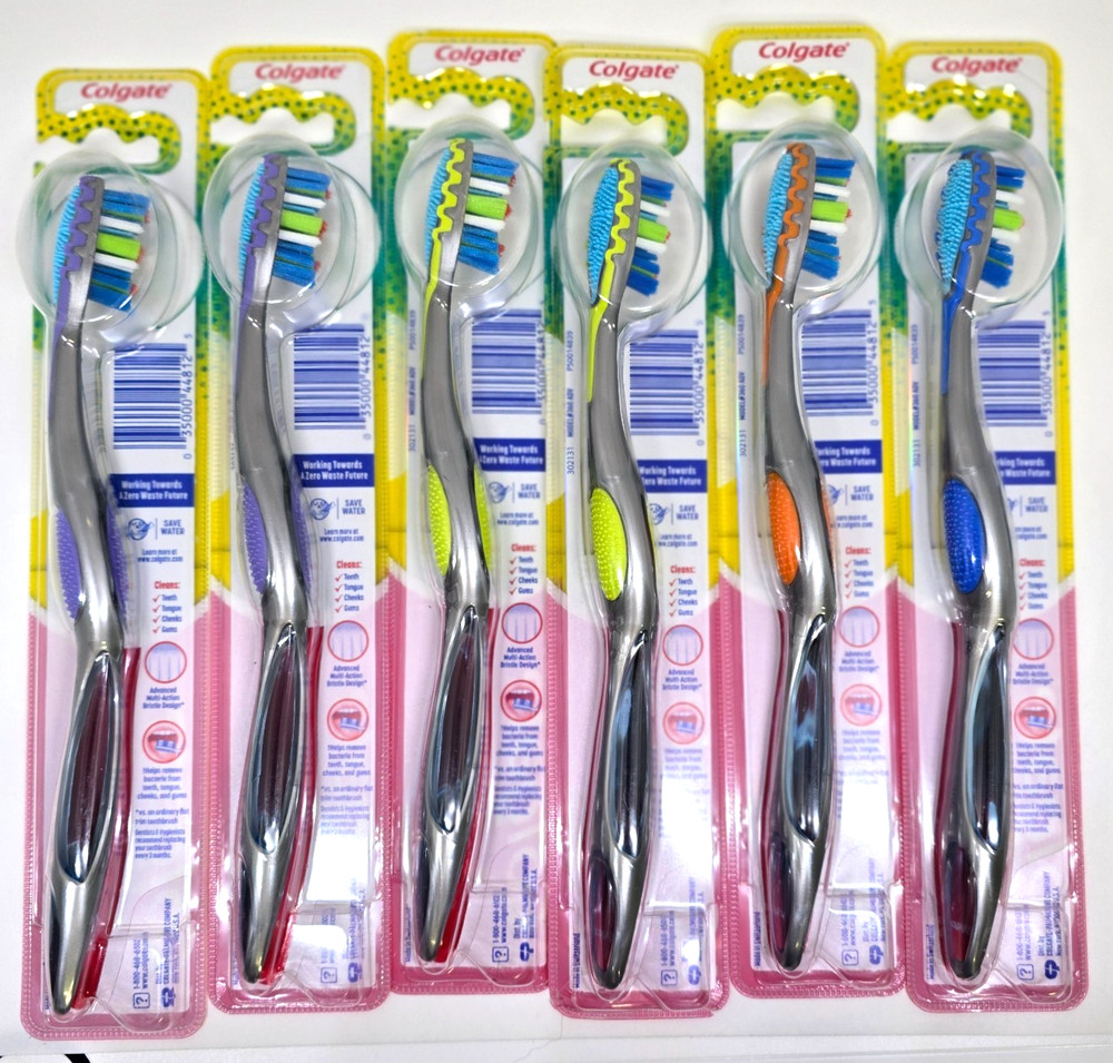 6X Colgate 360 Toothbrush Medium Bristle 4 Zone Bacteria Removing Action