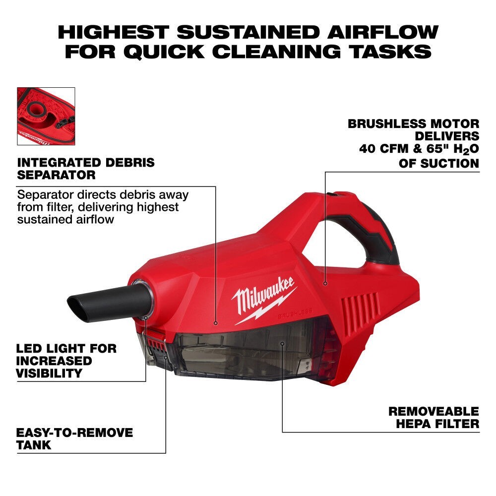 Milwaukee M18 Brushless Handheld Vacuum (Bare Tool)