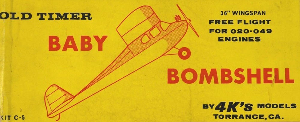 BABY BOMBSHELL PLAN + CONSTRUCTION ARTICLE to Build 42" 1/2A RC Model Airplane