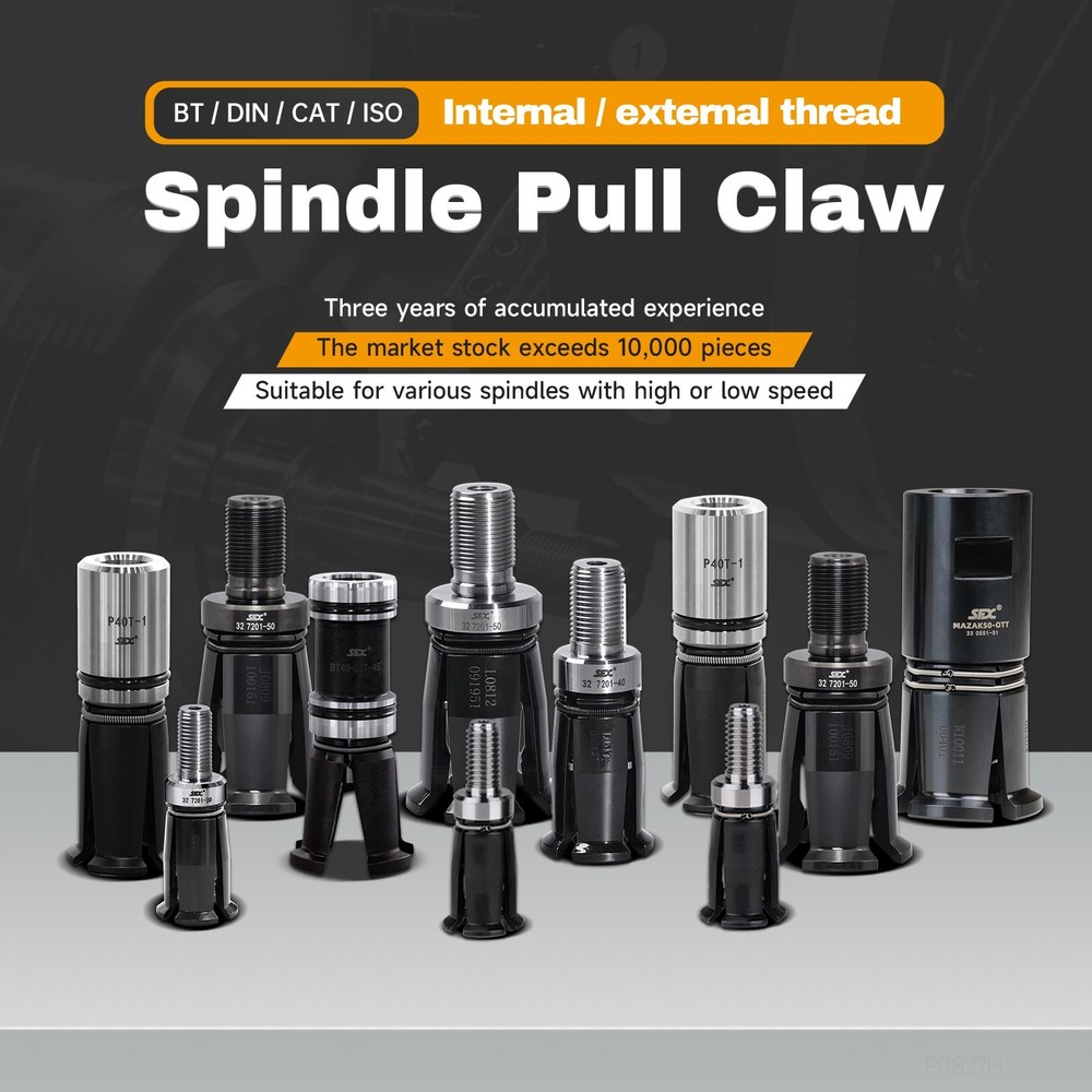 ISO20 External Thread Spindle Pull Claw 4 Petal Chrome