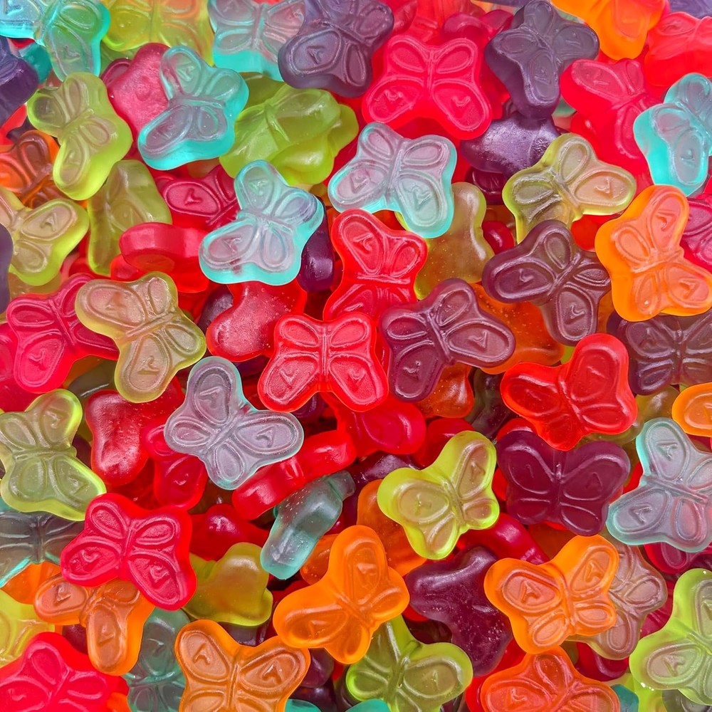 Mini Gummy Butterflies Candy, Assorted Fruit Flavored