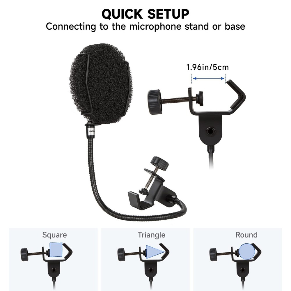 Pop Filter for Microphone - Sponge Layered Pop Wind Screen with Enhanced Flex...