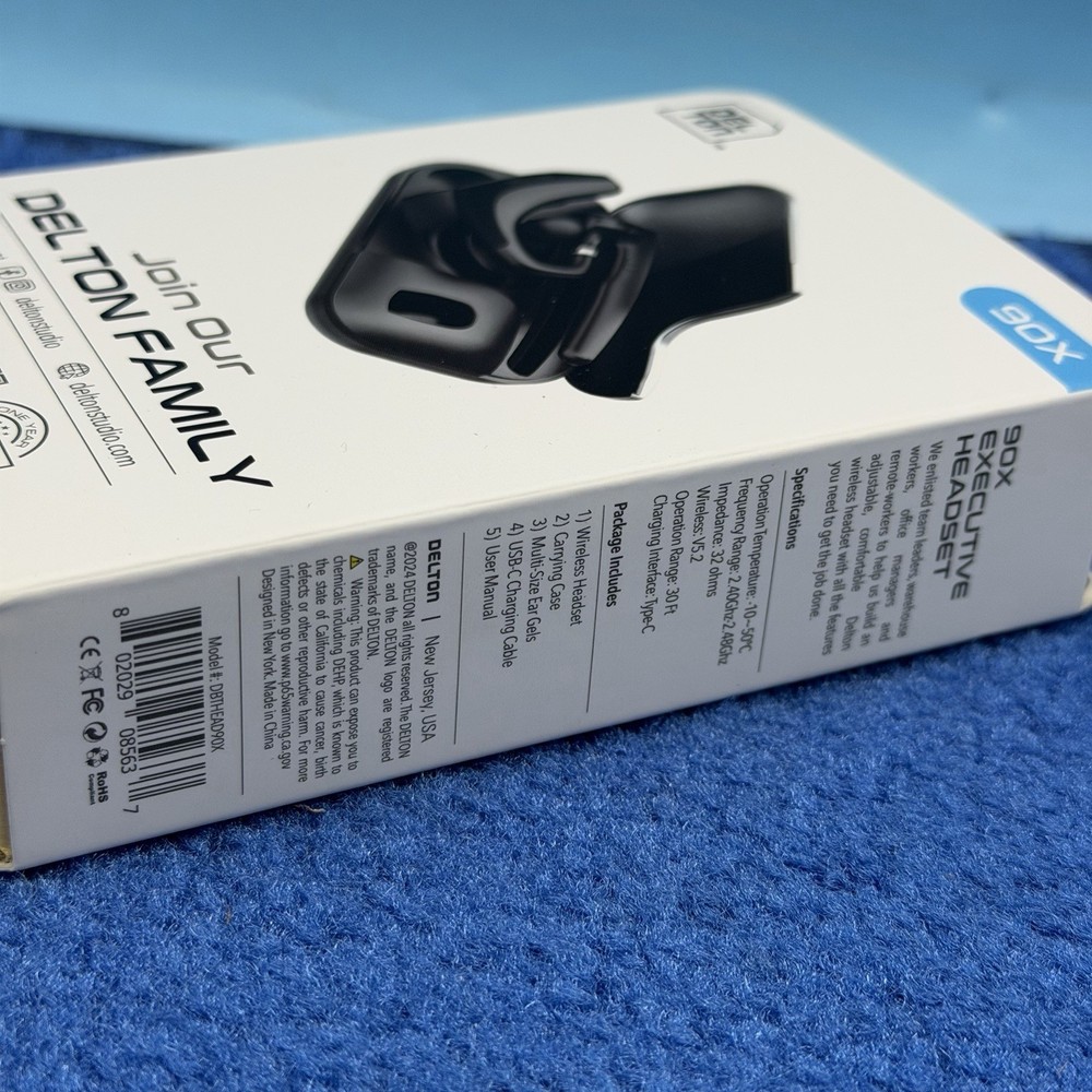 Delton 90X Wireless Bluetooth Headset with Charging Case - Black