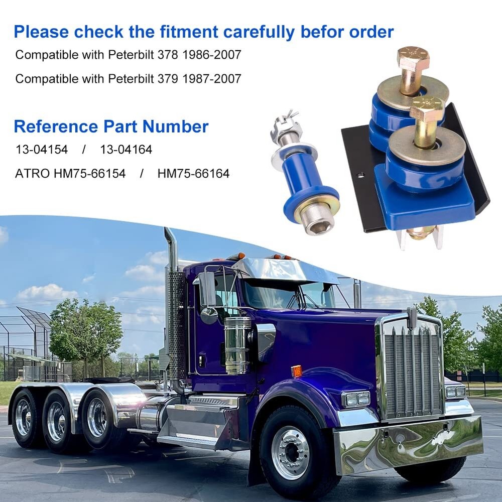Hood Roller Bushing Kit + Engine Hood Hinge Pivot Bolt Bushing for Peterbilt 379