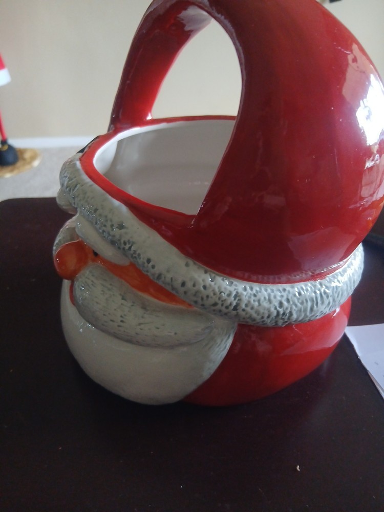 Vintage Ceramic Santa Claus Basket