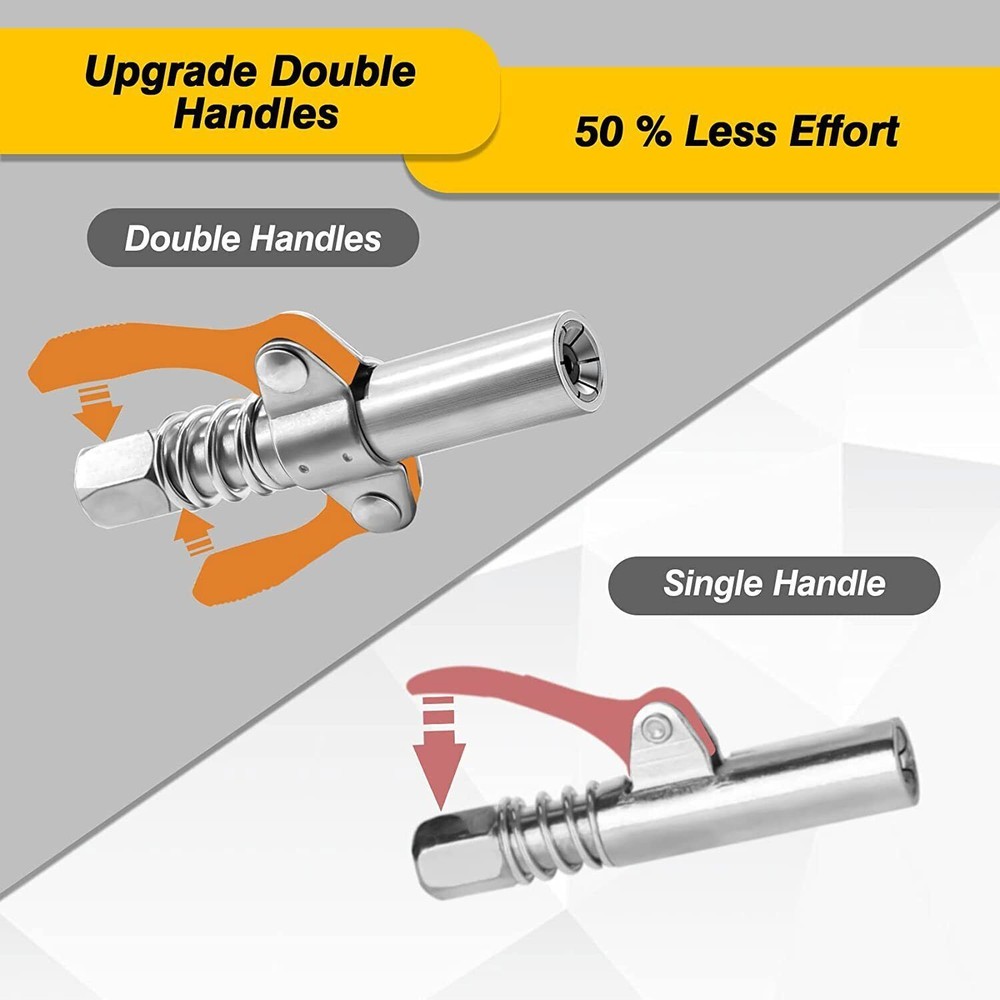 Grease Gun Coupler High Pressure Quielck Rease Lock Nozzles w/Hose For 1/8"NPT