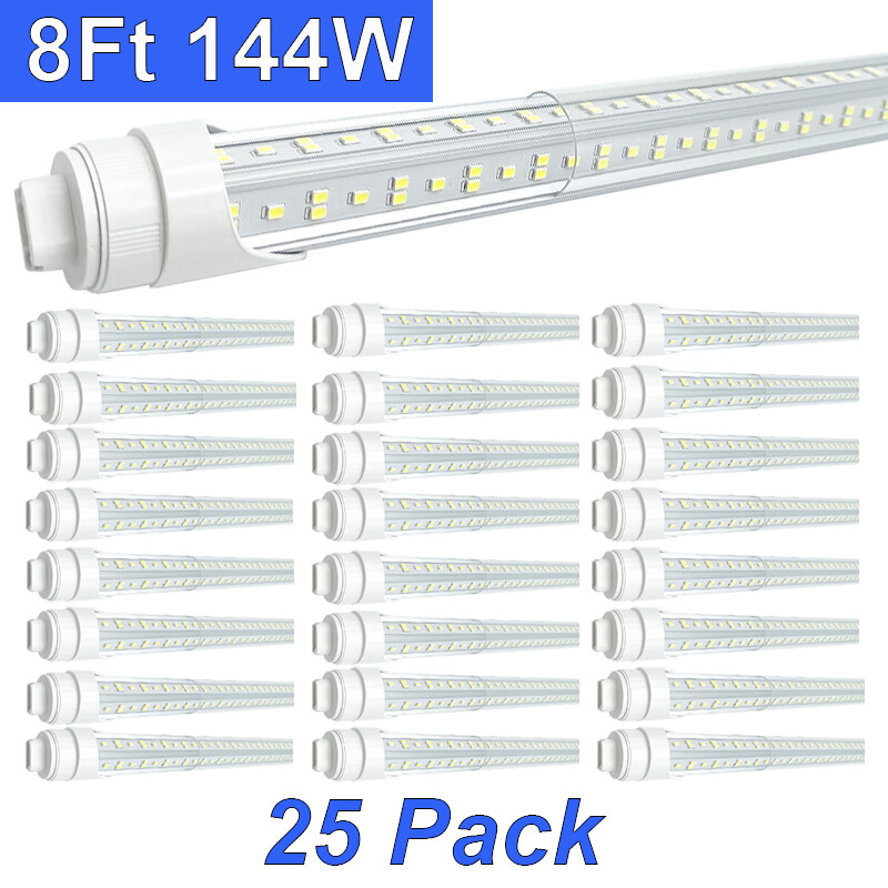 8' Led Shop Light Double Pin 144W 6500K NO RF Interference Commercial Garage LED