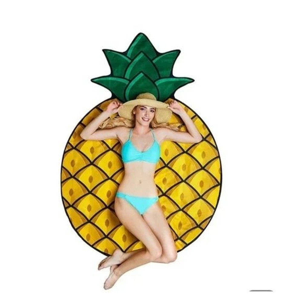 Bundle of 4 Fun Novelty THIN LIGHTWEIGHT Beach Blankets Pizza Pineapple