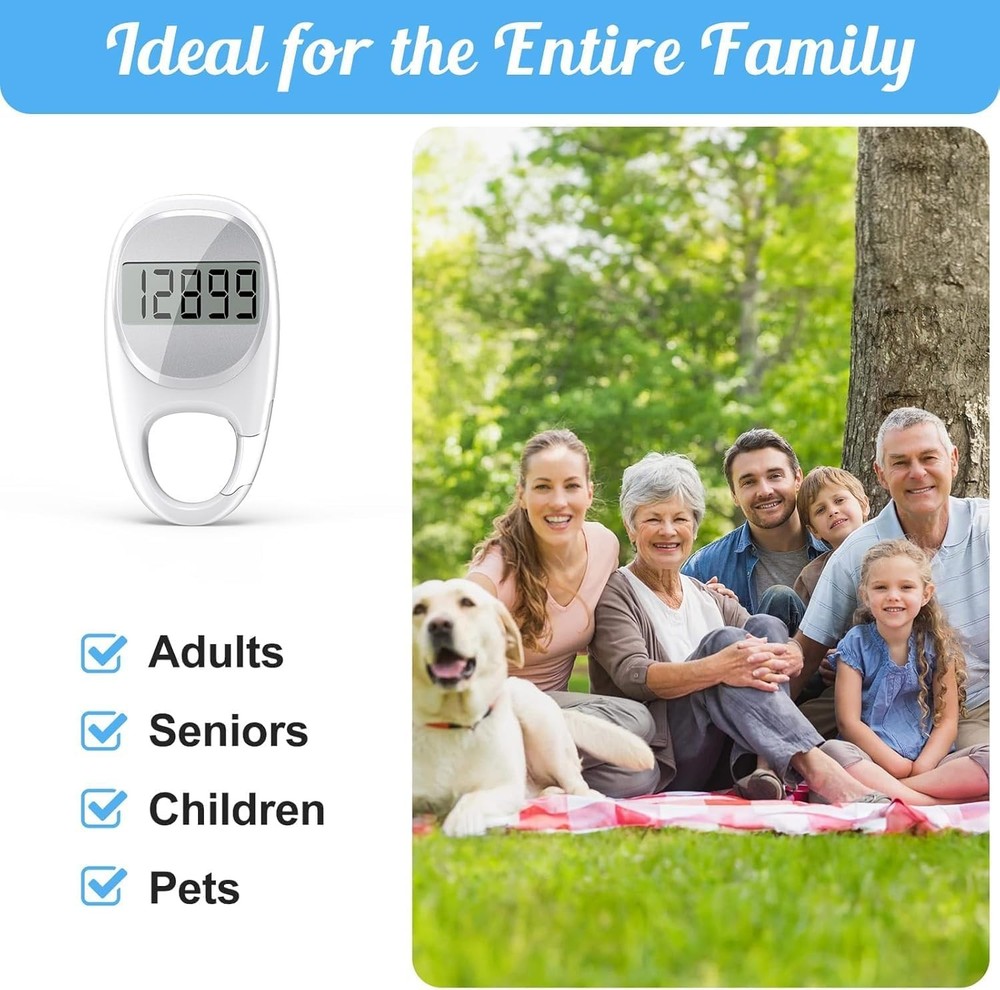 Simple Pedometer Step Tracker with Carabiner