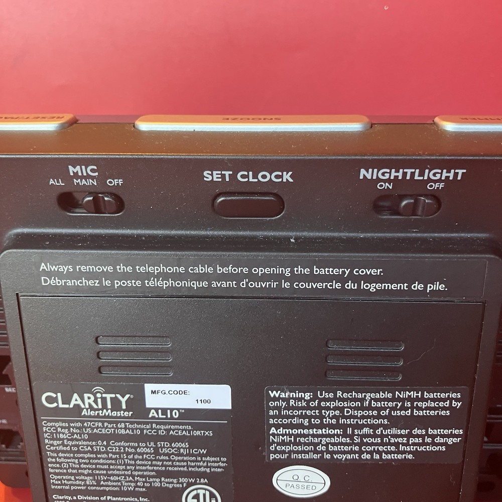 Clarity AlertMaster® Visual Alert System AL10™ Base Unit Only TESTED