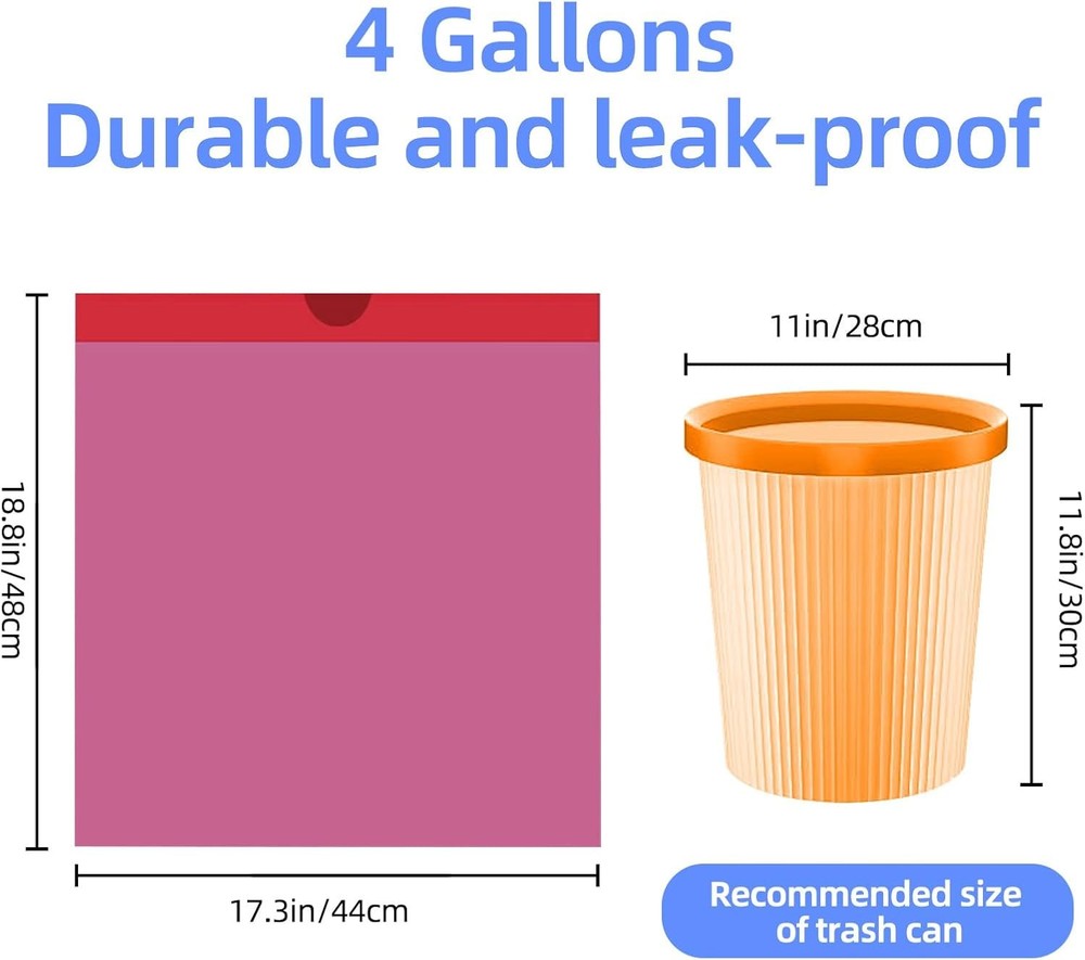 4 Gallon Drawstring Trash Bags Small 20 Count Red Unscented Thick Plastic