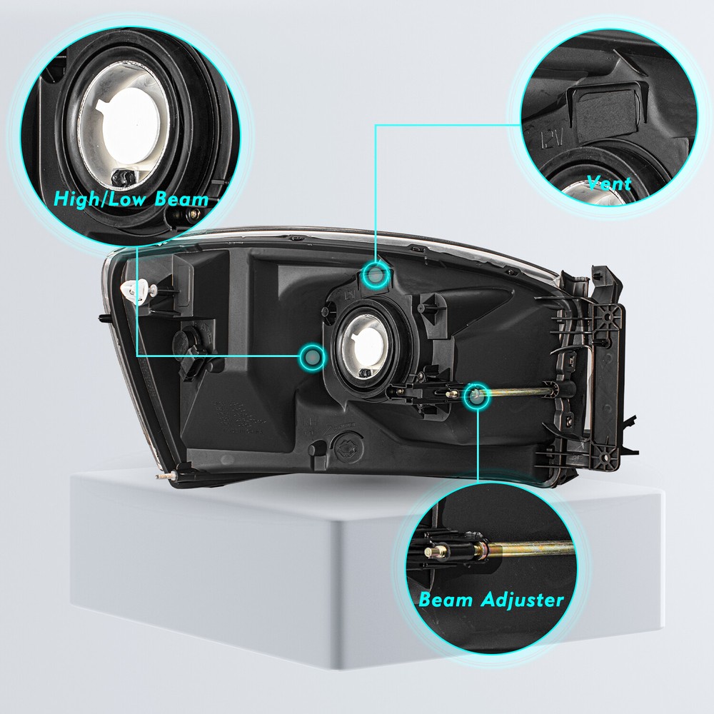 Pair For 2006-2009 Dodge Ram 1500 2500 3500 Headlights Halogen Assembly LH & RH