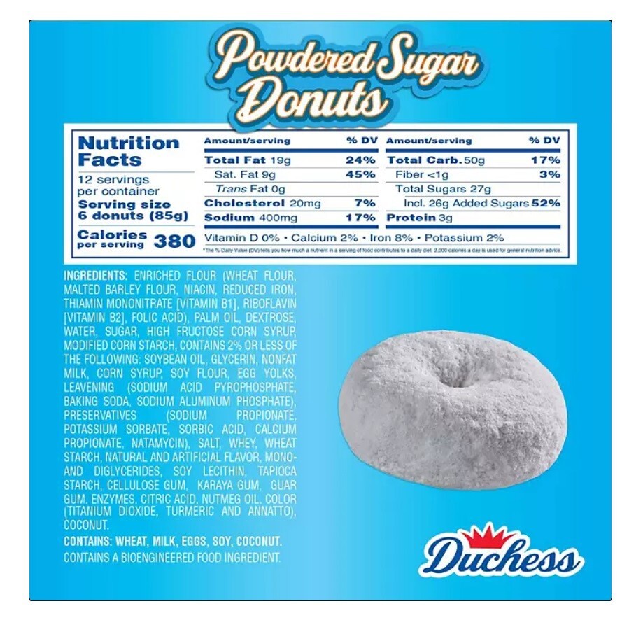 Duchess Mini POWDERED Sugar DONUTS, 3 oz., 12 pk - SHIPS SAME DAY!!!
