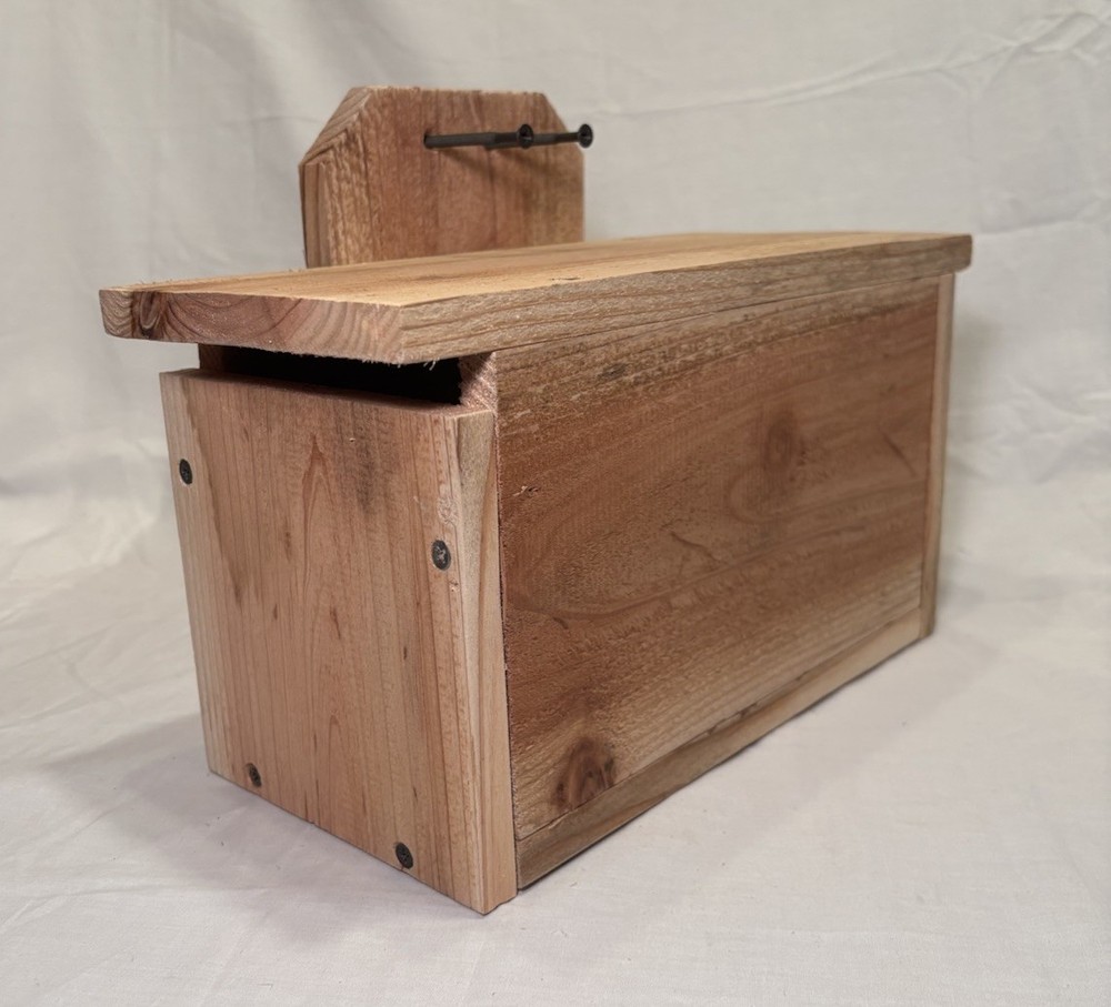 Solid Cedar Backyard Squirrel House Nesting Box - Wooden Wildlife Box W Bedding