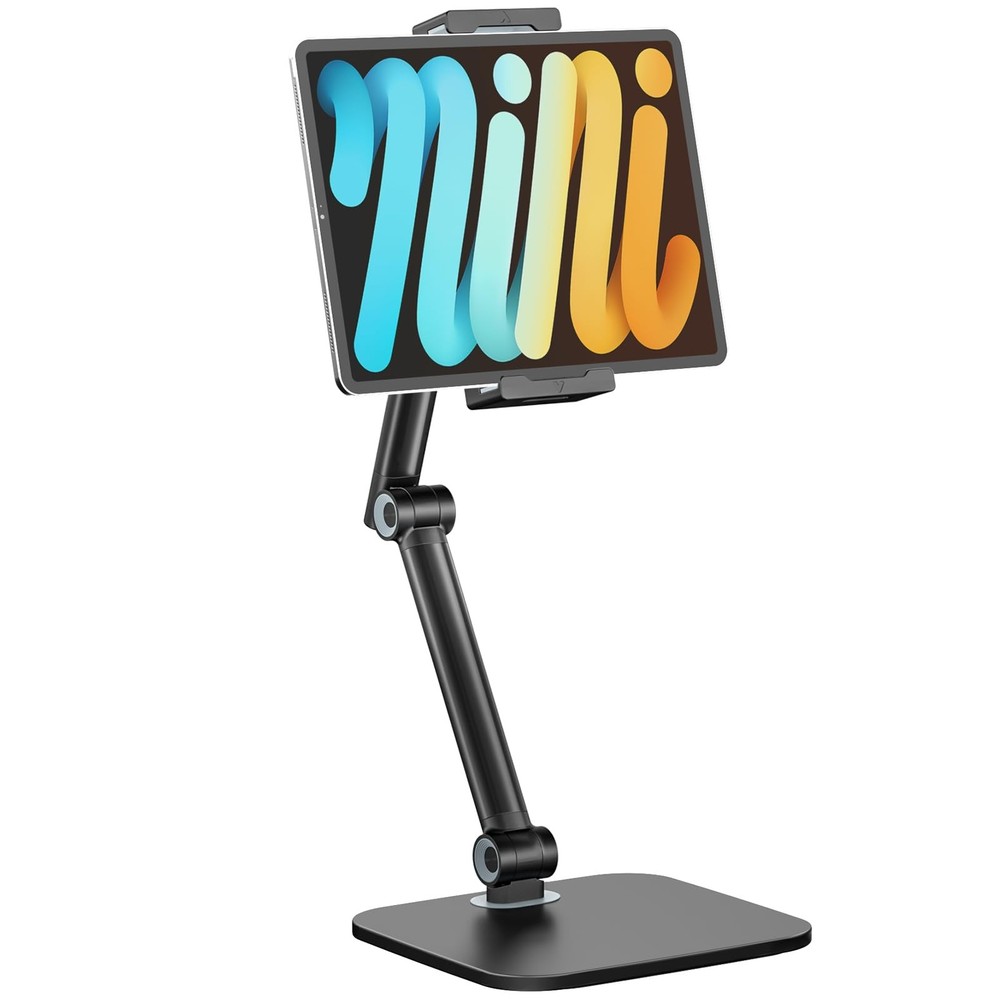 Tablet Stand for iPad, Phone Holder with Heavy-Duty Base, Multi-Angle Adjusta...