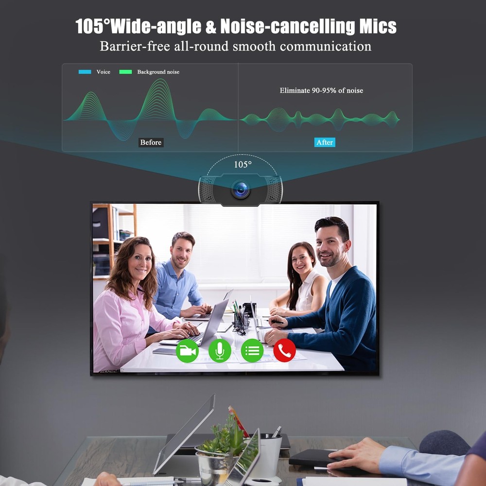 4K Webcam for PC Desktop Laptop USB Auto Focusing Web Camera with Microphone