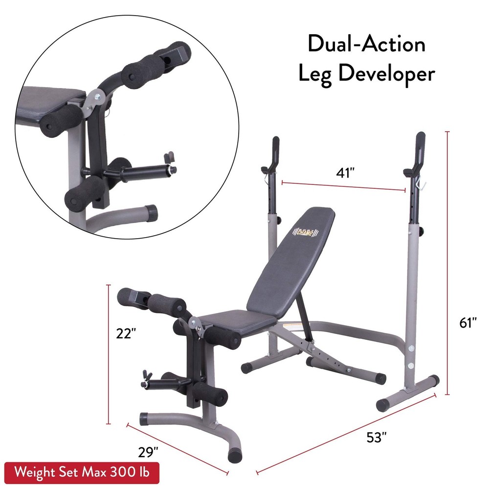 Weight Bench with Leg Extension Attachment, 2-Piece Combo Adjustable Bench Pr...