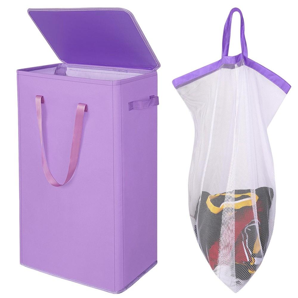 75L Slim Laundry Hamper with Lid,Large Foldable Laundry Basket with Removable...